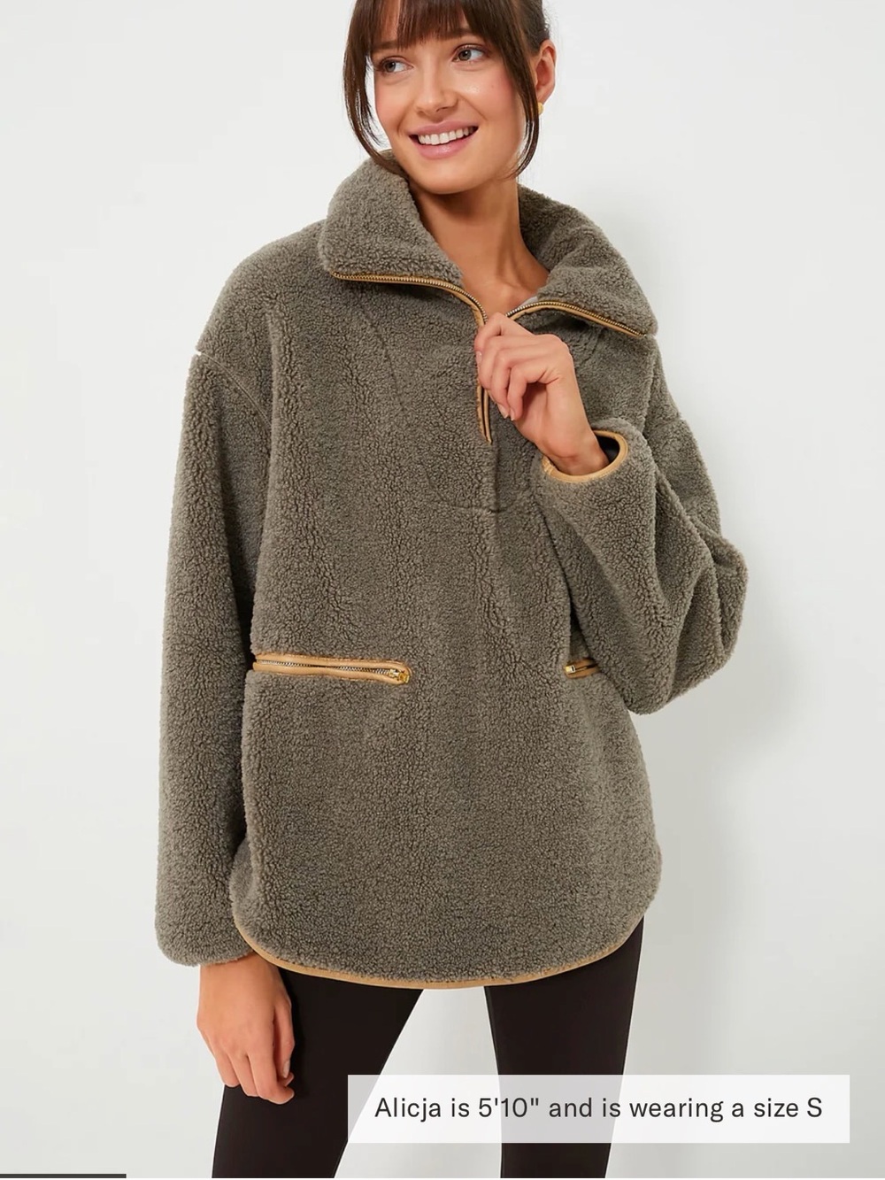 Tuckernuck Olivia Rhodes Sherpa Half-Zip Jacket with Tan Trim
